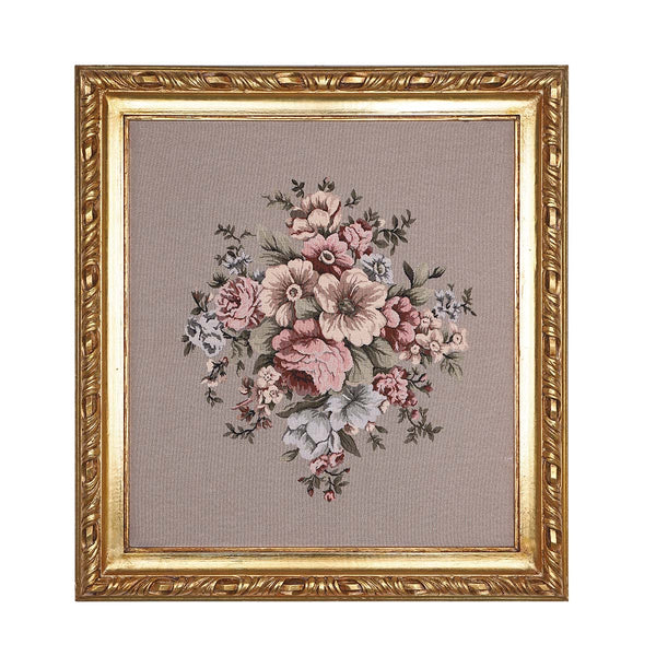 Floral Gobelin Tapestry, golden frame- Code 006