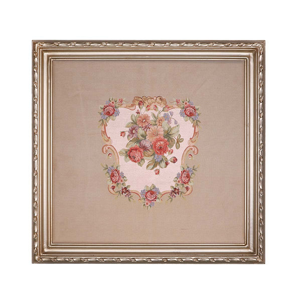 Floral Gobelin Tapestry, champagne color frame- Code 012