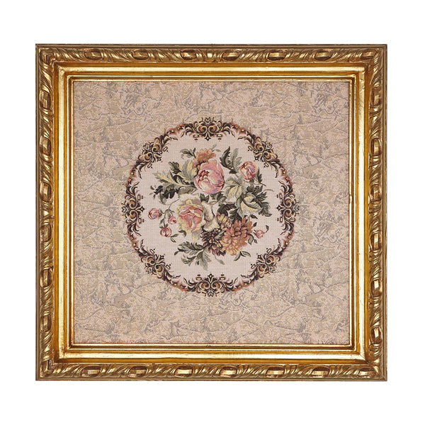 Floral Gobelin Tapestry, golden frame- Code 010