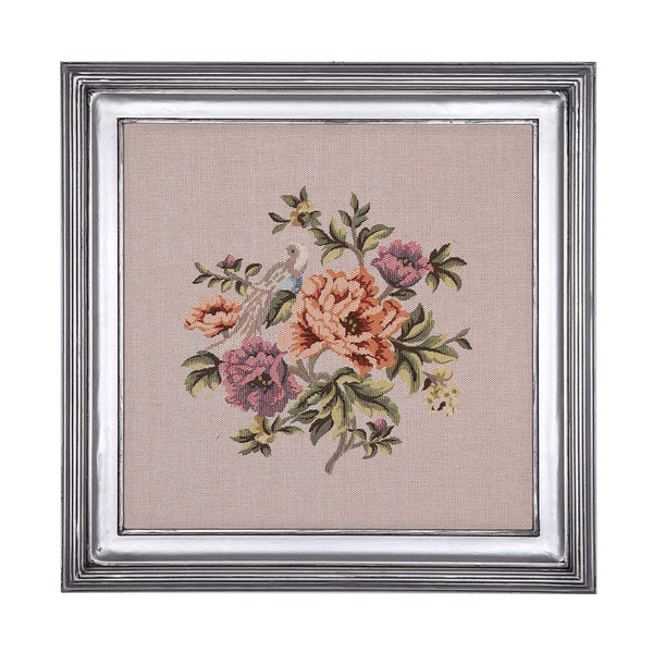Floral Gobelin Tapestry, Silver frame- Code 027