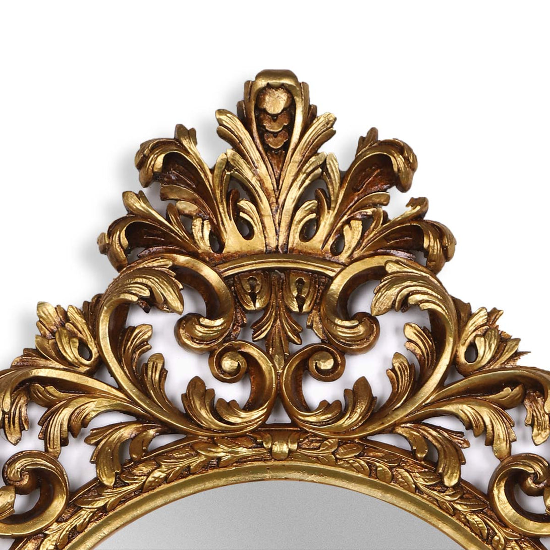 Ornate Oval Rococo Gold Mirror - Classic French style focus top
