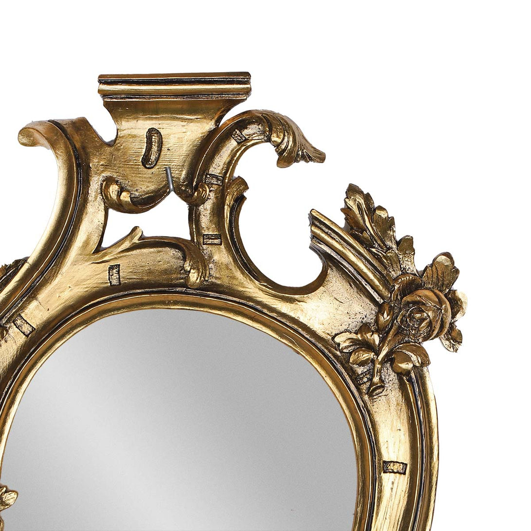 French Rococo Gold Shield Mirror - Heart focus top