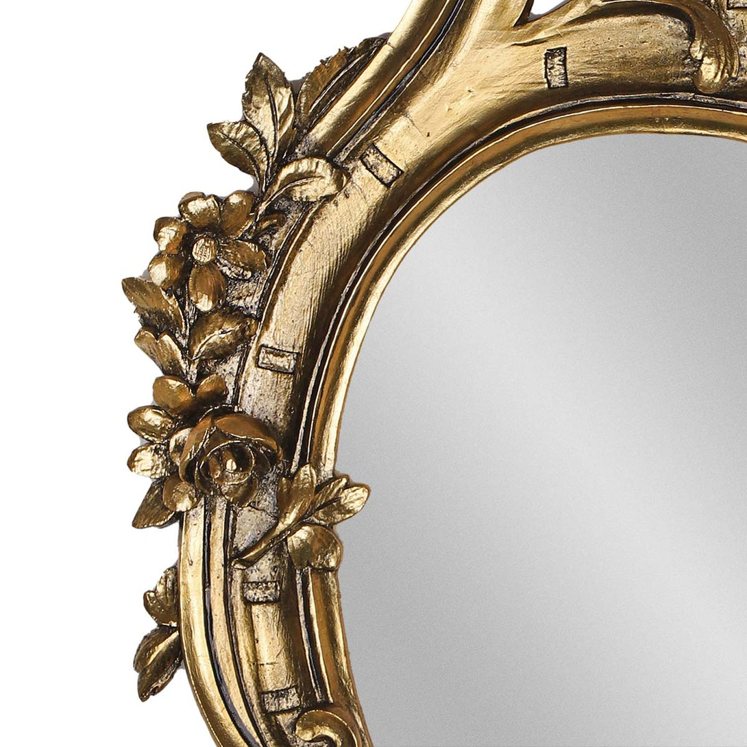 French Rococo Gold Shield Mirror - Heart focus left