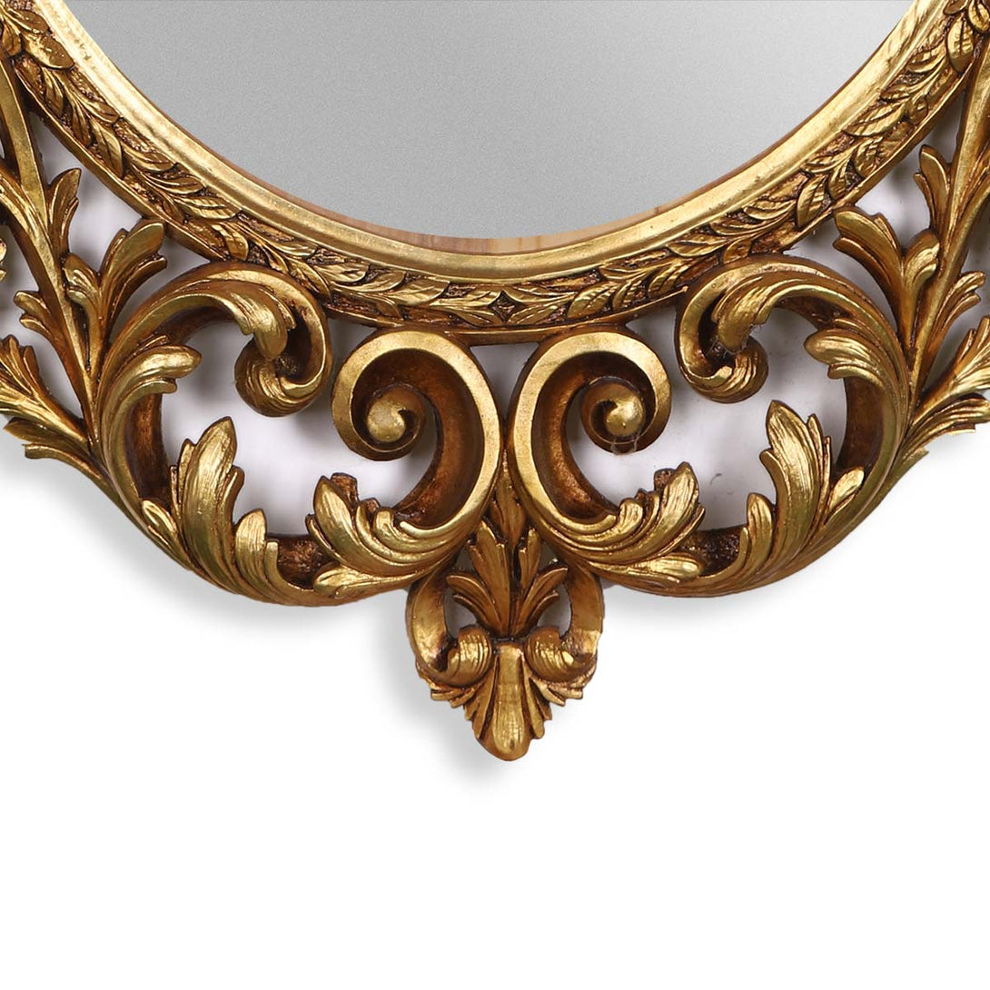 Ornate Oval Rococo Gold Mirror - Classic French style focus bottom
