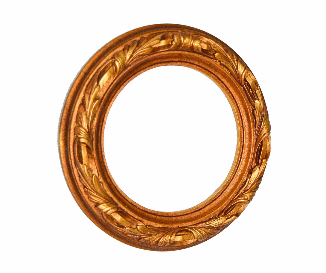 Handcrafted Antique Bronze Circular Frame, Wrapped Leaves - KAMAL HANDMADE