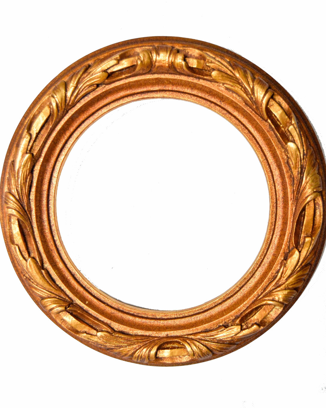 Handcrafted Antique Bronze Circular Frame, Wrapped Leaves - KAMAL HANDMADE