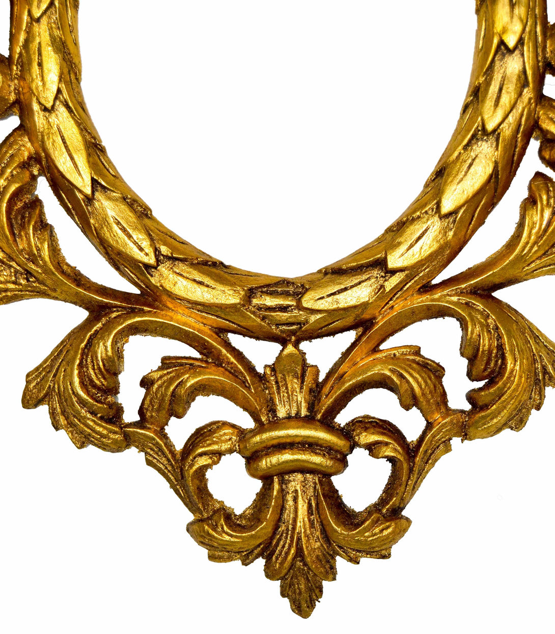 Handmade Carved Oval Frame with French Bow Ornament,Gold - KAMAL HANDMADE