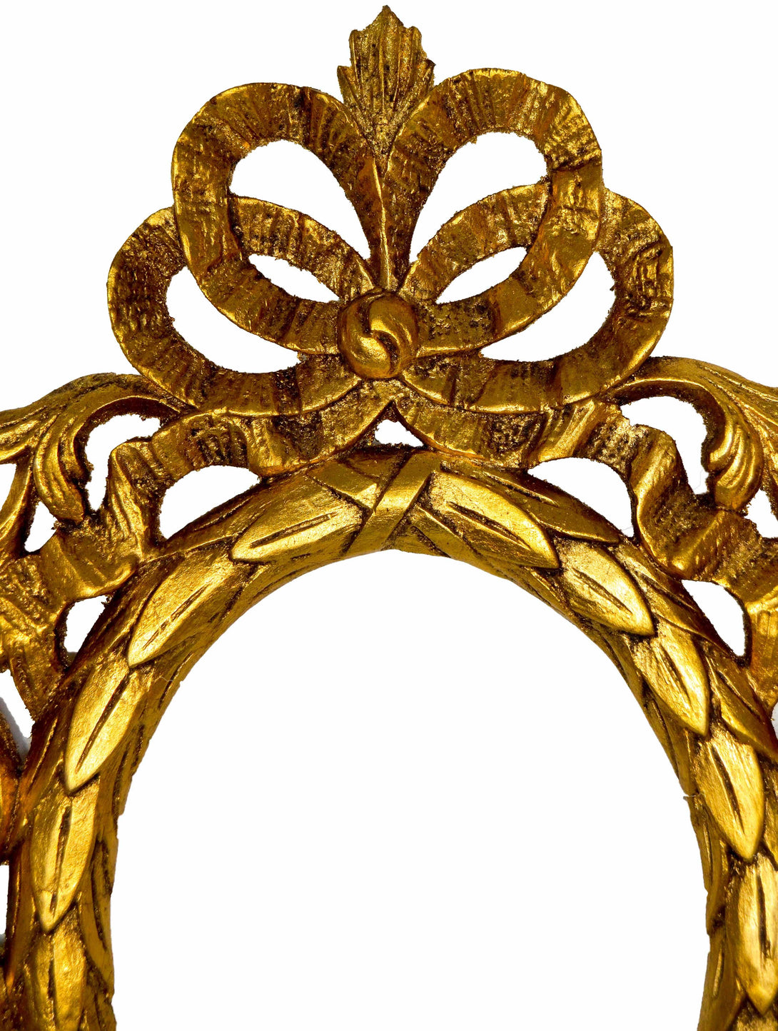 Handmade Carved Oval Frame with French Bow Ornament,Gold - KAMAL HANDMADE