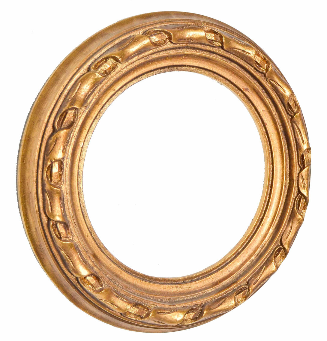 Handmade carved wooden frame, circular, Gold - KAMAL HANDMADE