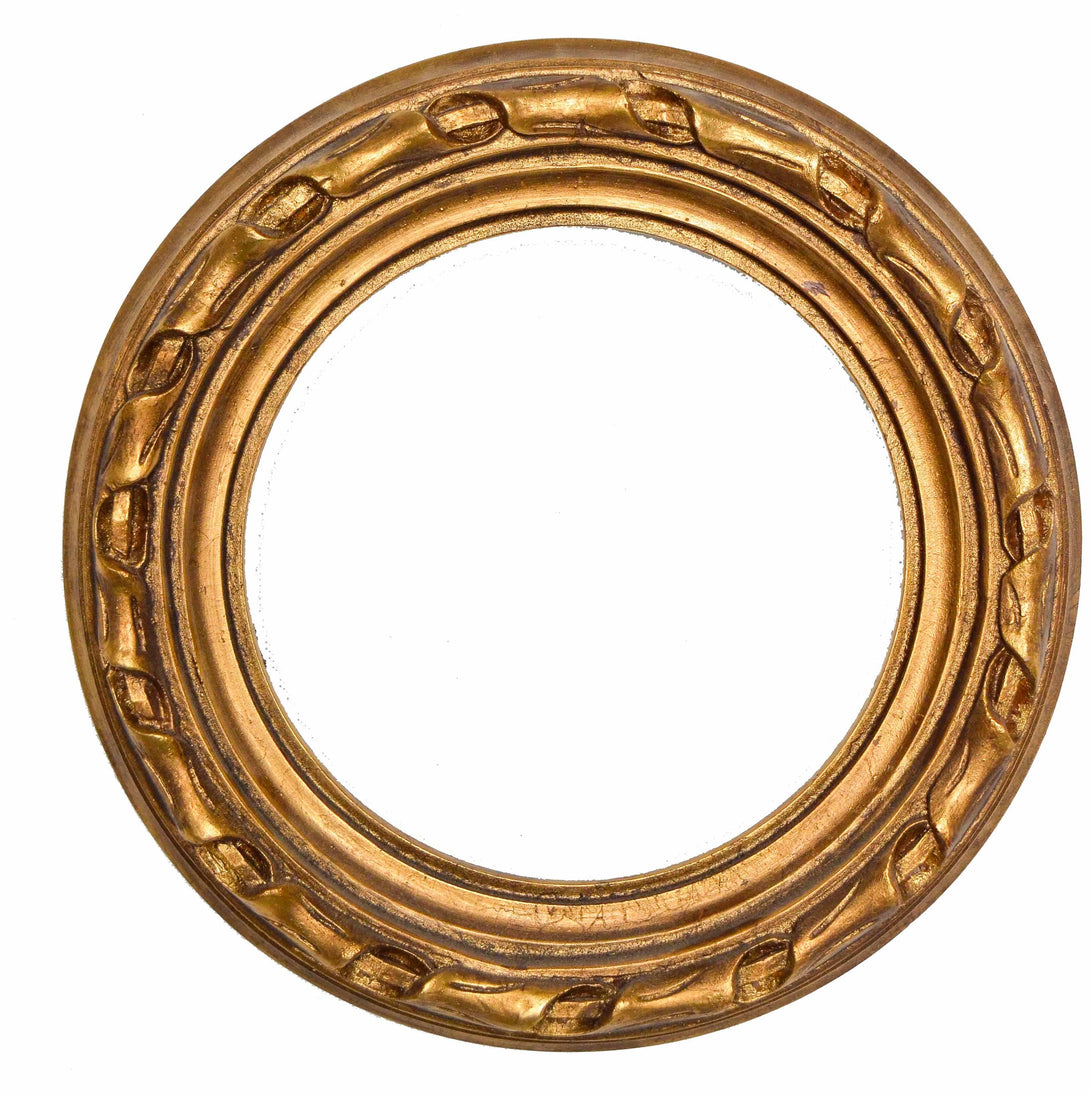 Handmade carved wooden frame, circular, Gold - KAMAL HANDMADE