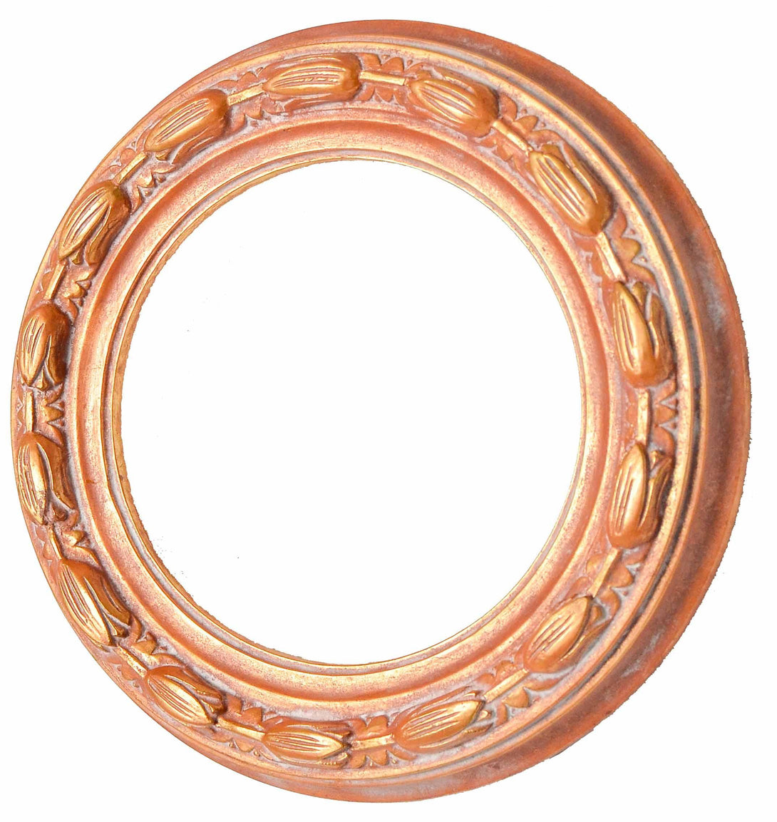 Handmade carved wooden frame, circular, Royal Orange - KAMAL HANDMADE