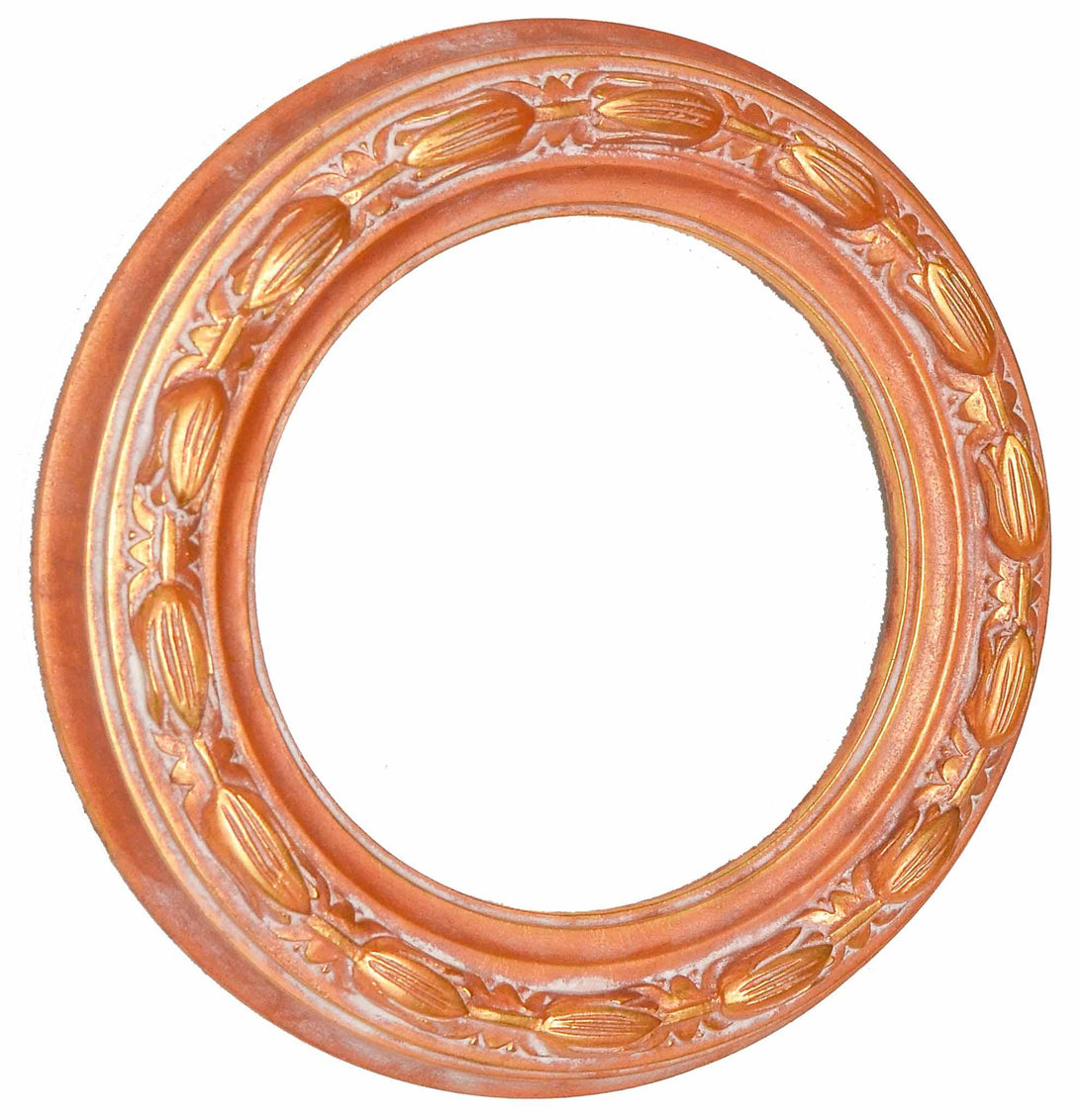 Handmade carved wooden frame, circular, Royal Orange - KAMAL HANDMADE