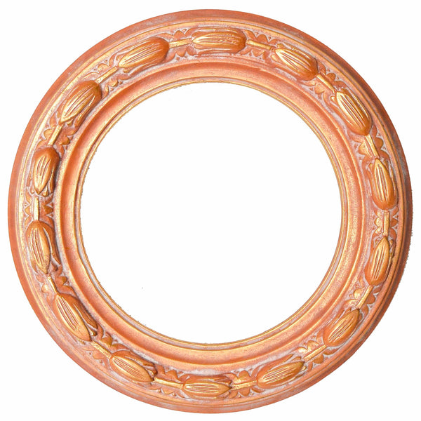 Handmade carved wooden frame, circular, Royal Orange - KAMAL HANDMADE