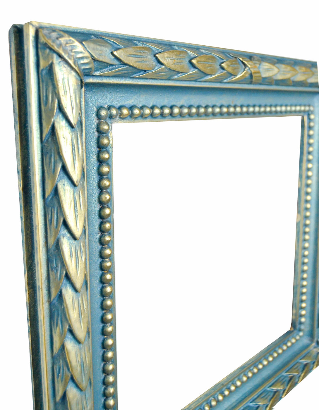 Handmade Golden and blue Square Frame, Wrapped Leaves - KAMAL HANDMADE