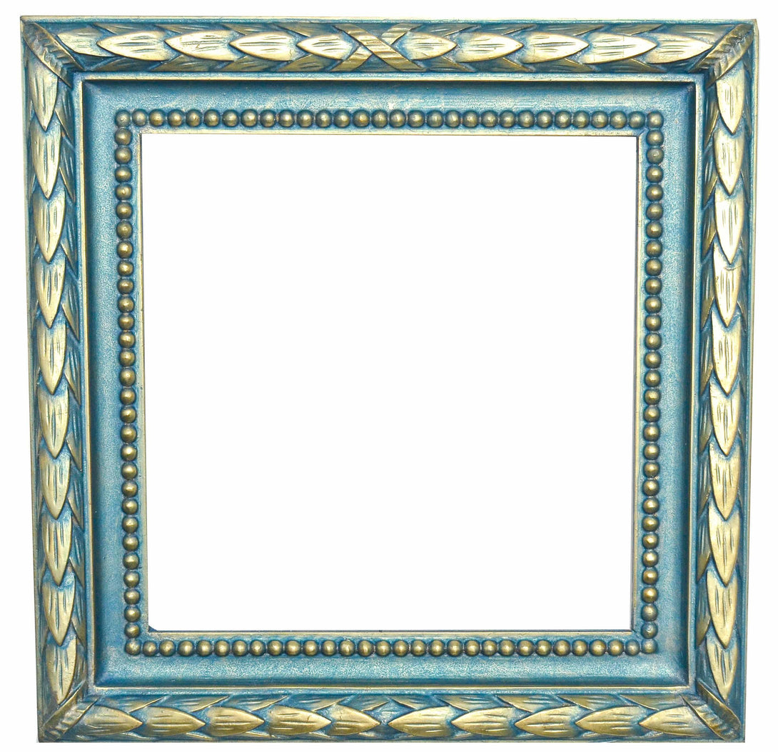 Handmade Golden and blue Square Frame, Wrapped Leaves - KAMAL HANDMADE