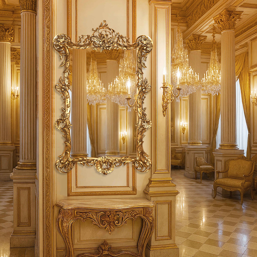 Rococo Rectangular Gold Mirror - Classic French style template 1