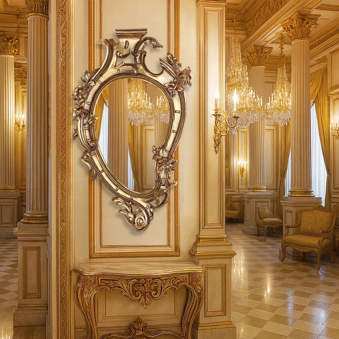 French Rococo Gold Shield Mirror - Heart template 2