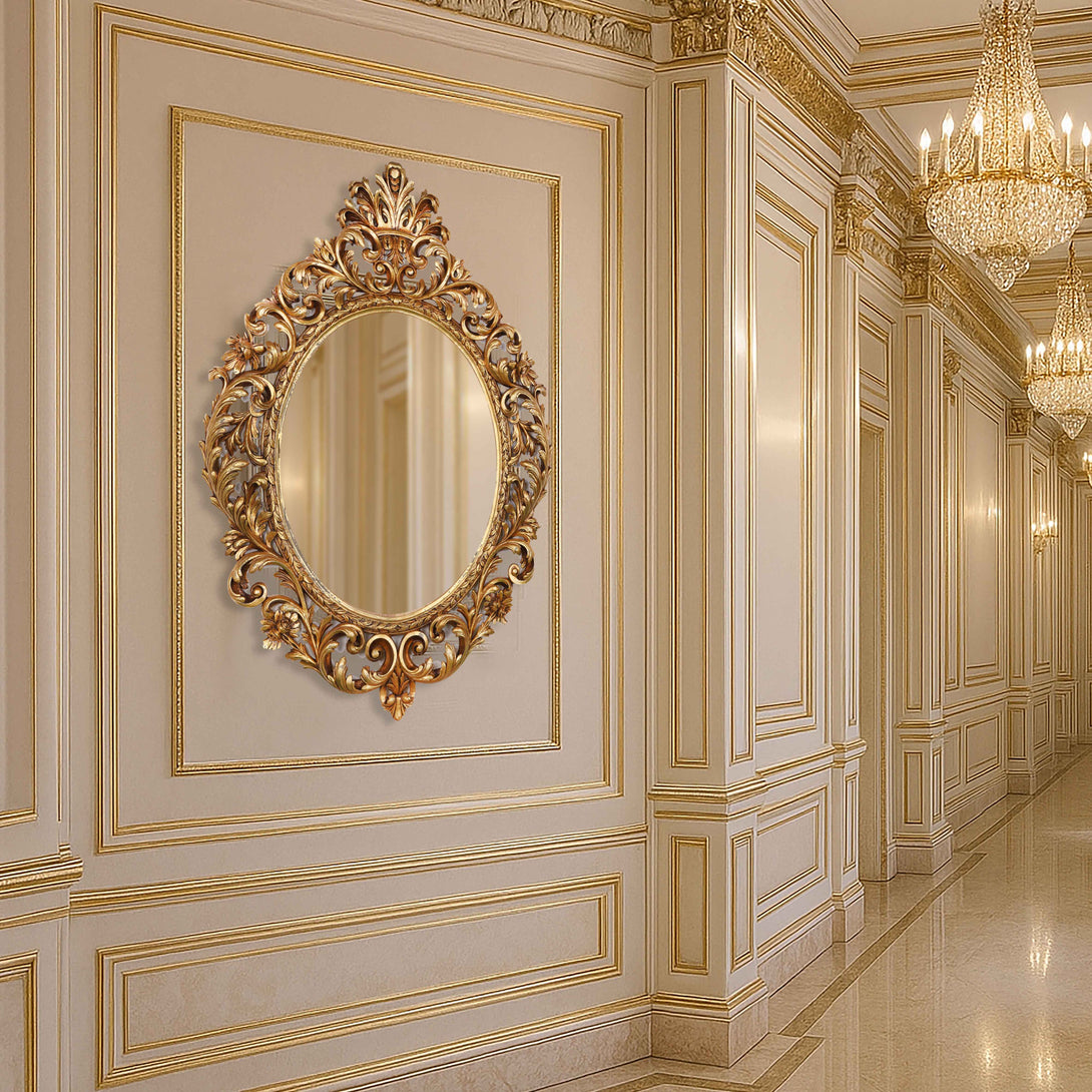 Ornate Oval Rococo Gold Mirror - Classic French style template 2