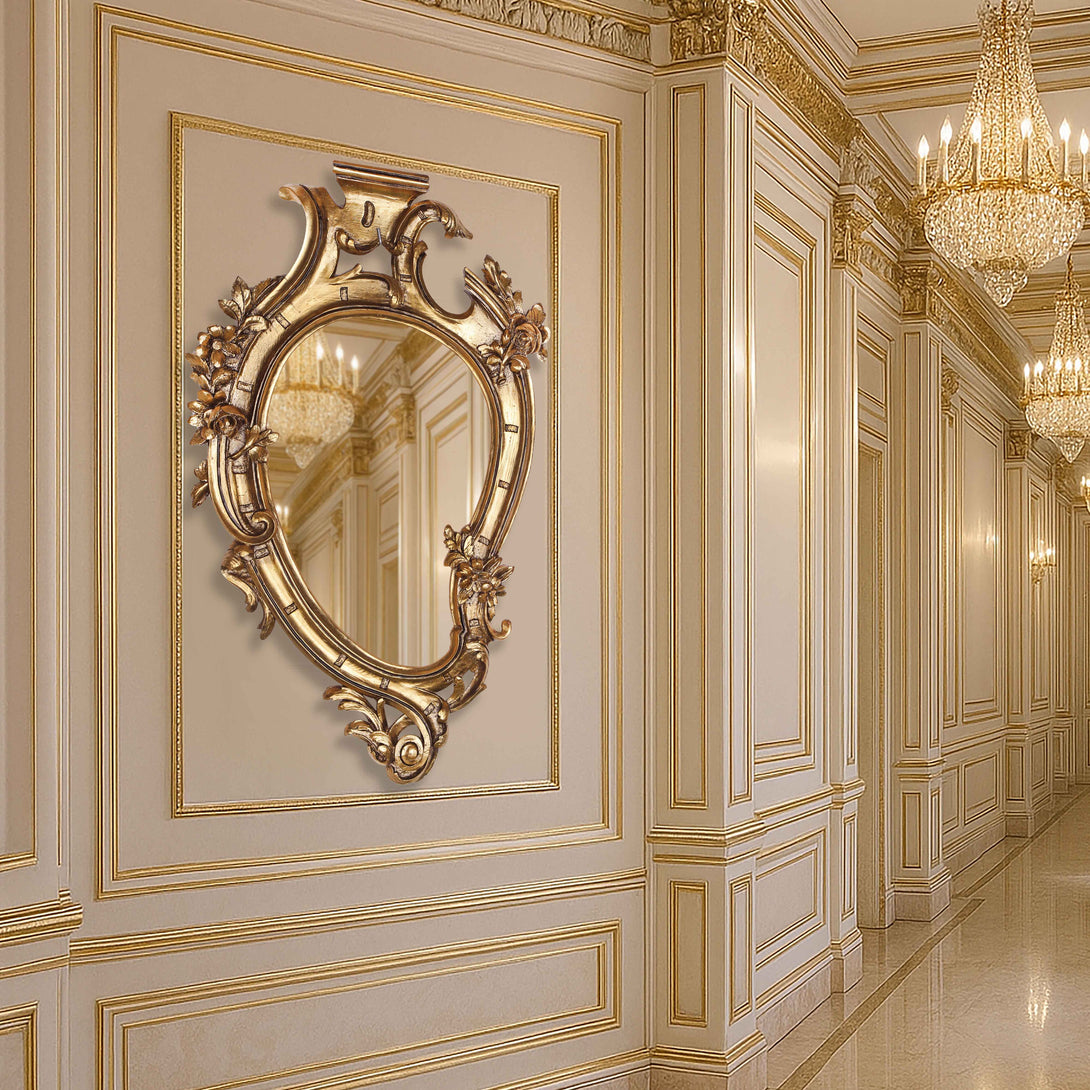 French Rococo Gold Shield Mirror - Heart template 1