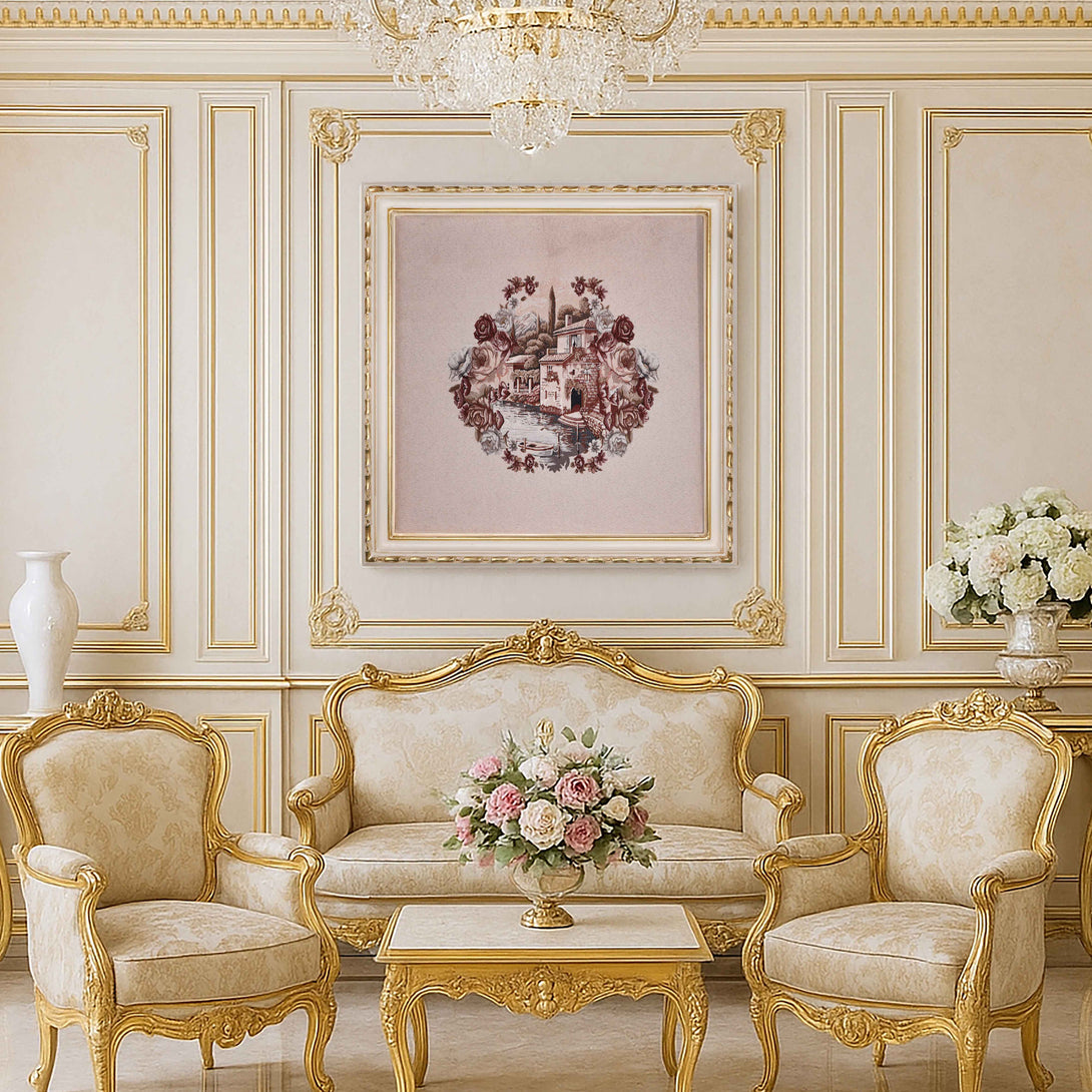 Classy Tapestry, white and gold frame