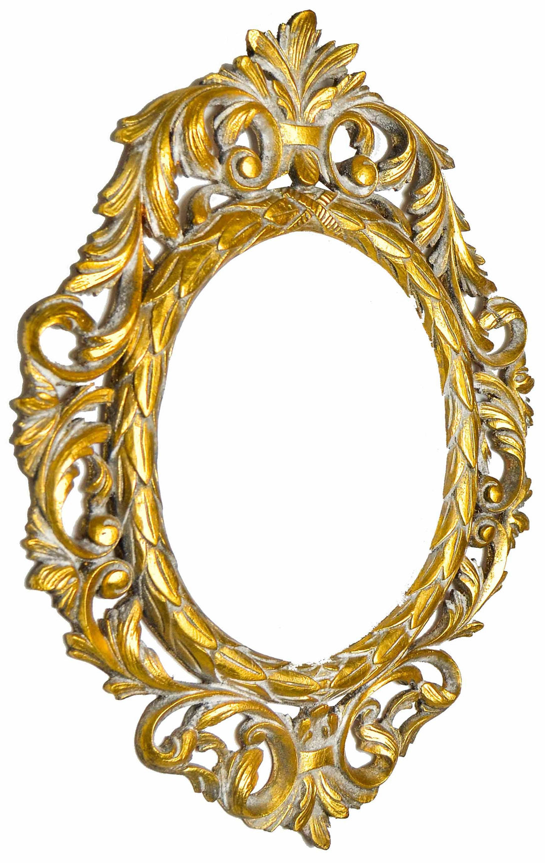 Handmade Carved Oval Frame with French Style Ornaments Gold - KAMAL HANDMADE