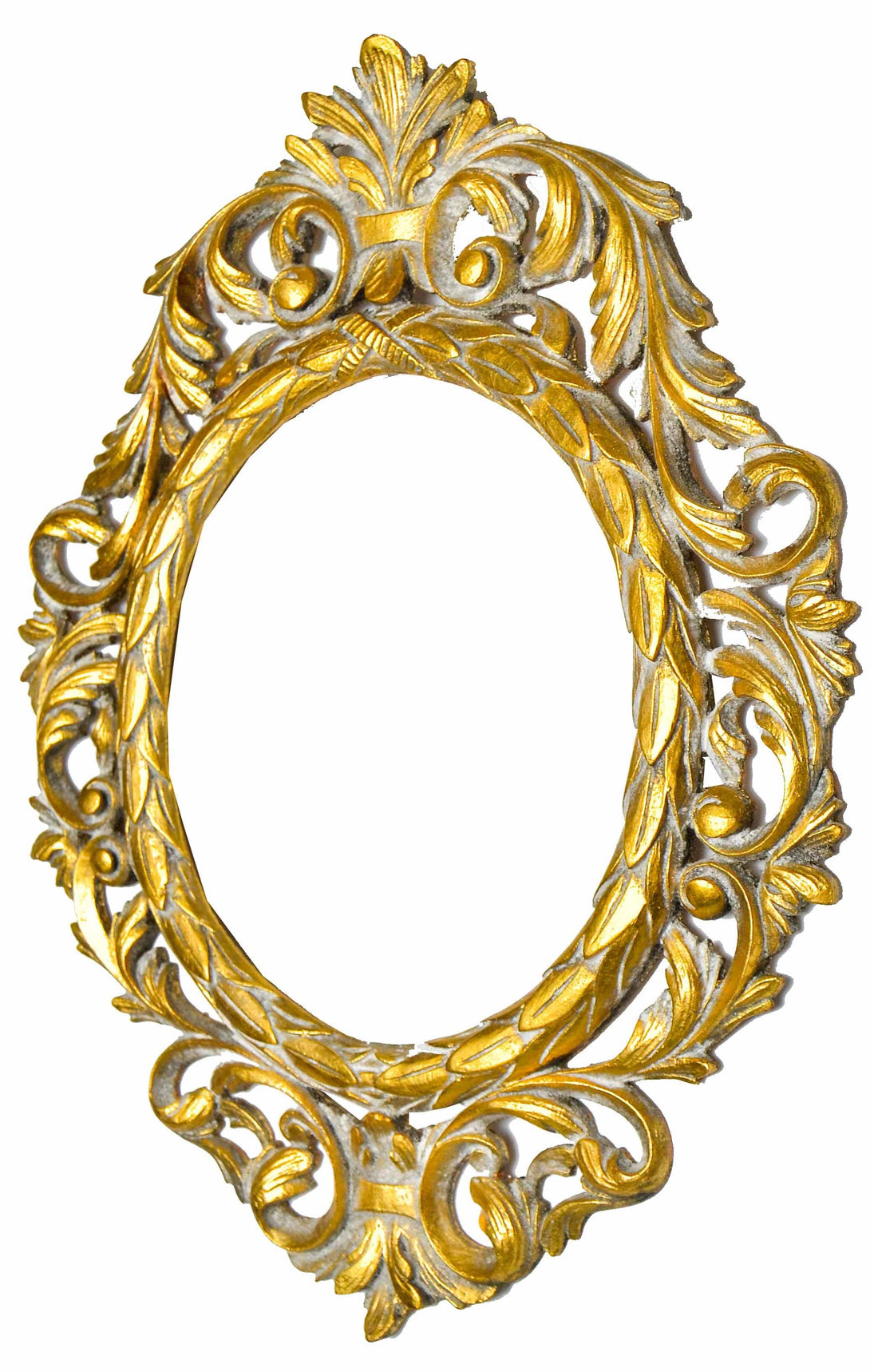 Handmade Carved Oval Frame with French Style Ornaments Gold - KAMAL HANDMADE