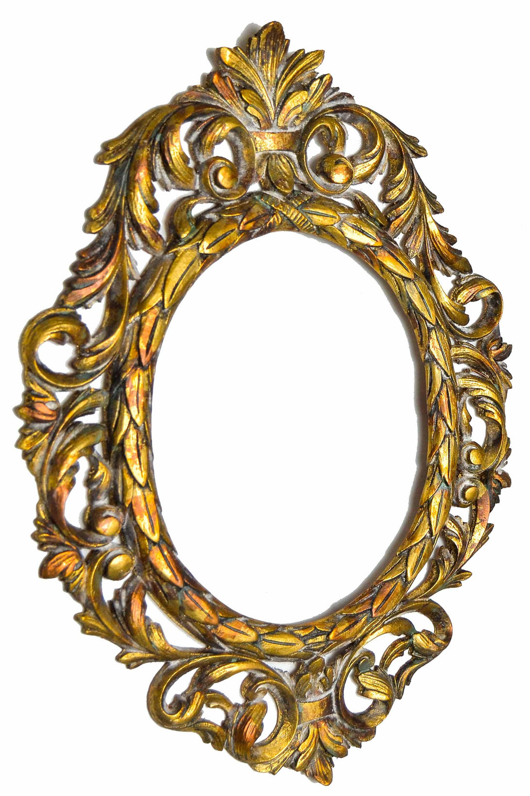 Handmade Carved Oval Frame with French Style Ornaments - KAMAL HANDMADE