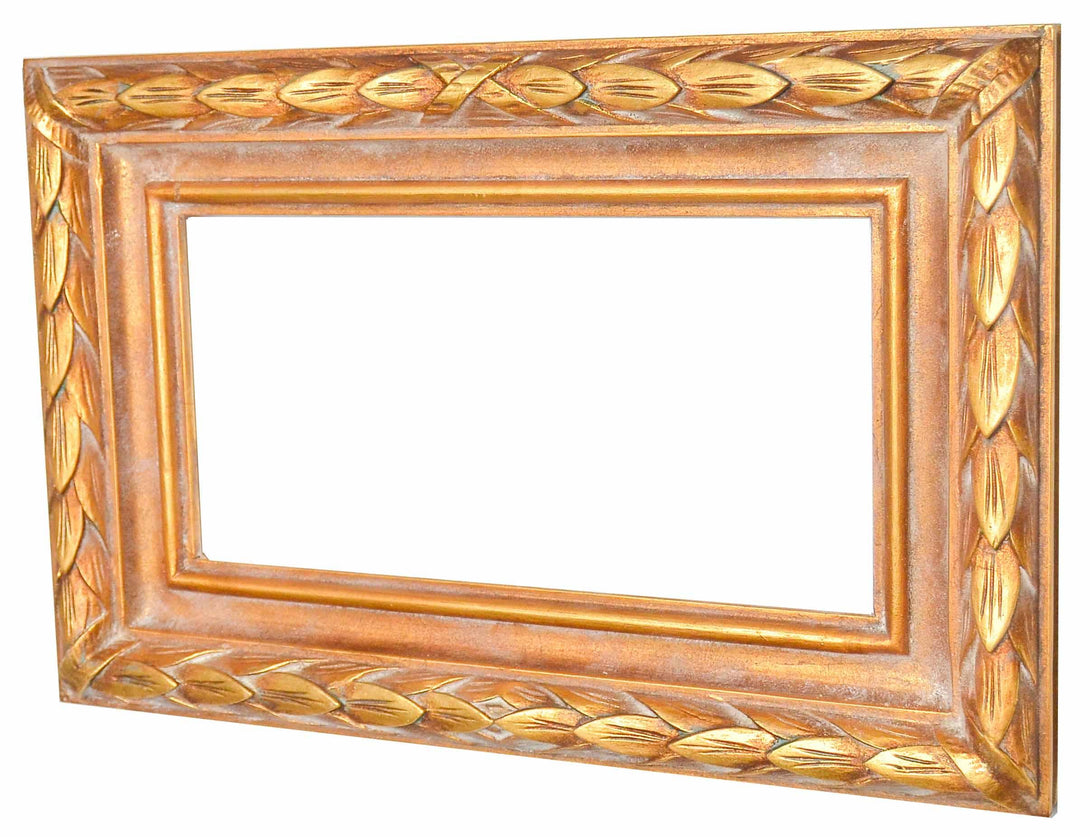 Handmade Gold and Bronze Rectangular Frame, Wrapped Leaves - KAMAL HANDMADE