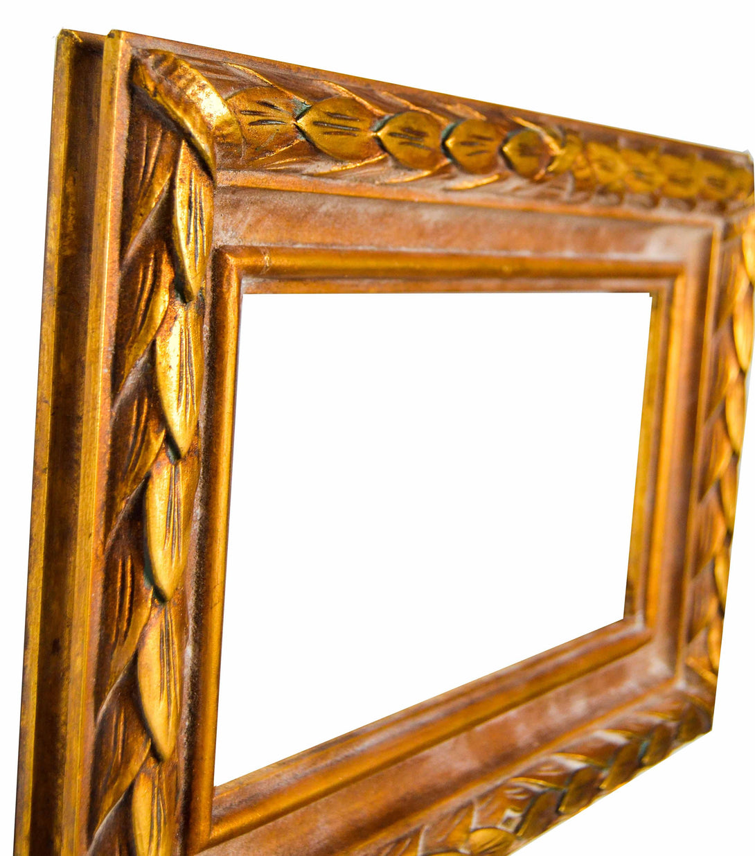 Handmade Gold and Bronze Rectangular Frame, Wrapped Leaves - KAMAL HANDMADE