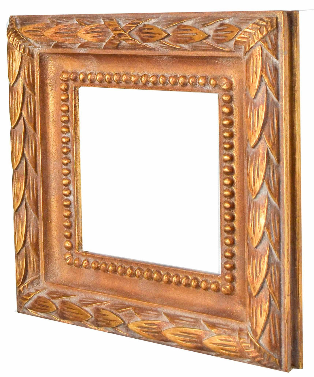 Handmade Gold and Bronze leaves Square Frame - KAMAL HANDMADE